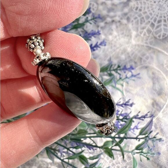 Vintage Natural Jet Black Obsidian Bracelet - Picture 5 of 10